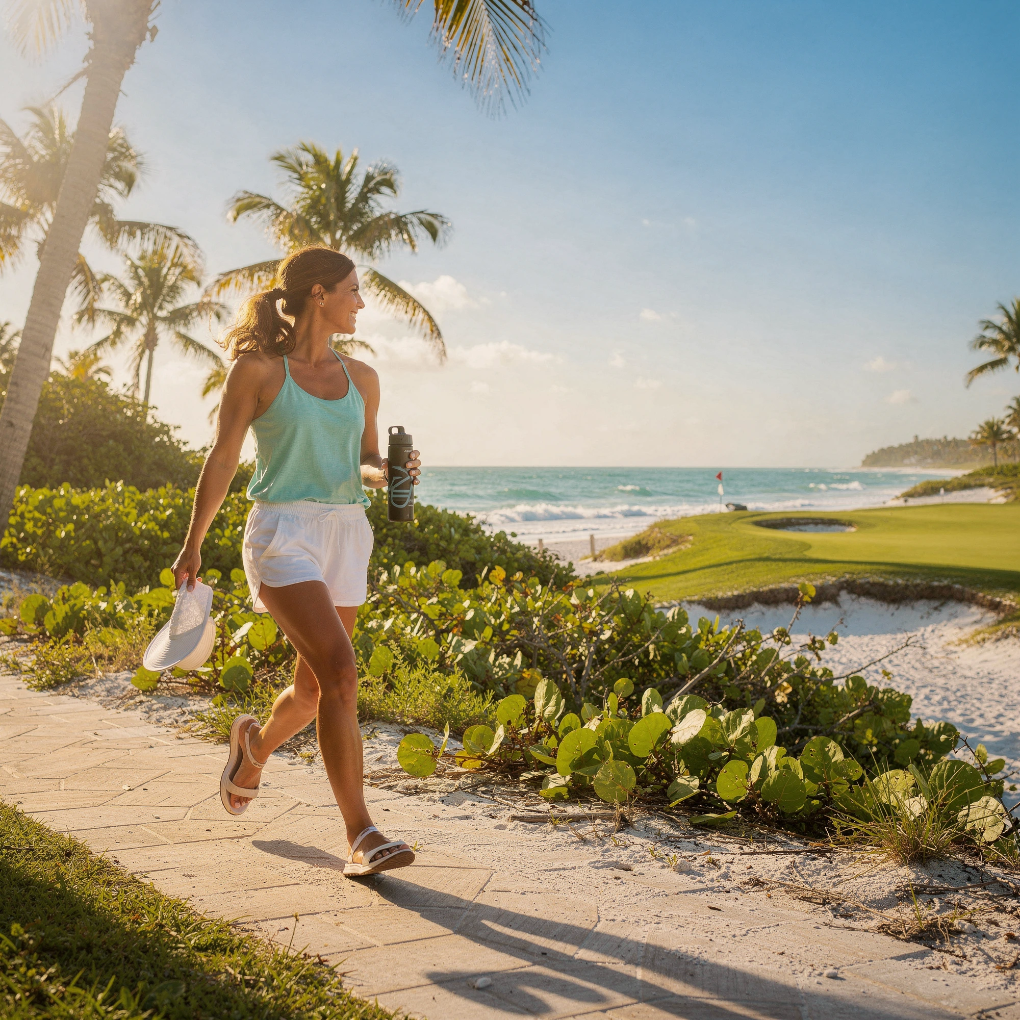 Woman walking on a Southwest Florida beach - ongoing pelvic health support for Sanibel, FL patients
